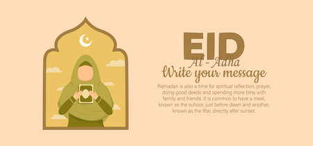 Eid Al Adha Celebration of Muslim holiday the sacrifice a camel, sheep and goat. Can used for landing page, template, ui, web, mobile app, poster, banner, flyer, background. Vector Illustrationのイラスト素材