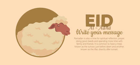 Eid Al Adha Celebration of Muslim holiday the sacrifice a camel, sheep and goat. Can used for landing page, template, ui, web, mobile app, poster, banner, flyer, background. Vector Illustrationのイラスト素材