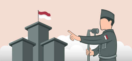 Hand drawn illustration of indonesian independence day. Vector Illustrationのイラスト素材