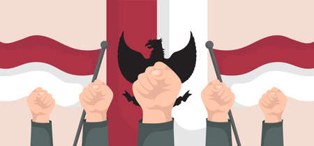 Indonesia independence day celebration greeting card. Vector Illustrationのイラスト素材