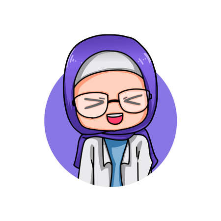 Cute Women Wearing Hijab. Vector Illustrationのイラスト素材