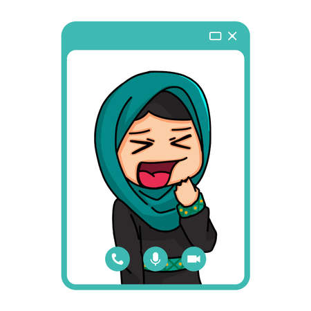 Cute Women Wearing Hijab. Vector Illustrationのイラスト素材
