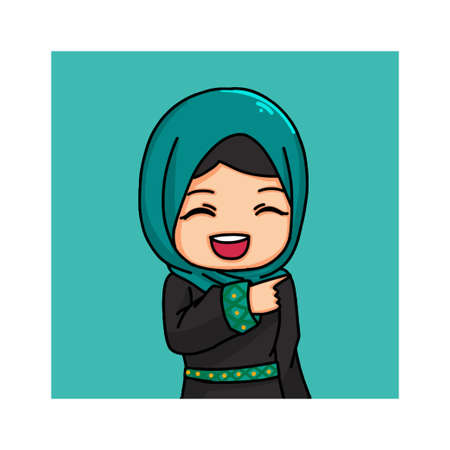 Cute Women Wearing Hijab. Vector Illustrationのイラスト素材