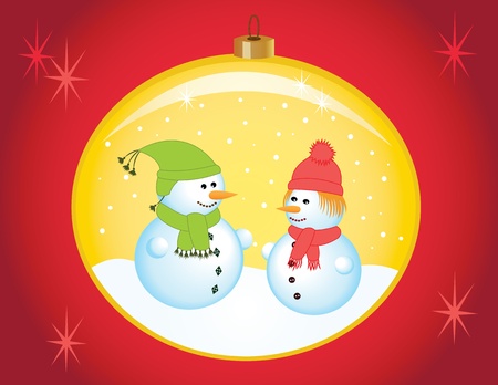 snowman in a glass bowlのイラスト素材