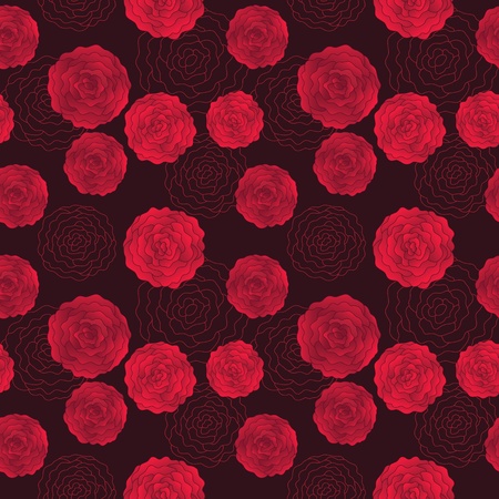romantic pattern with red roses on a dark backgroundのイラスト素材