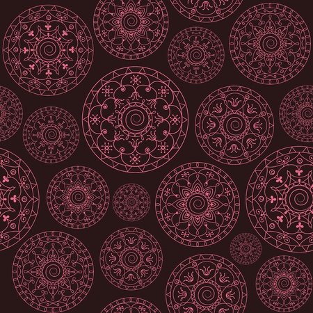 seamless pattern with pink circles on a dark backgroundのイラスト素材