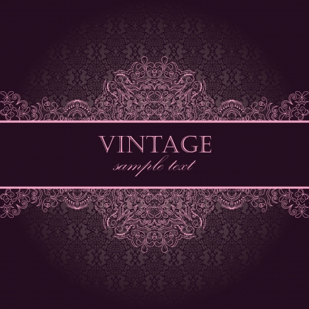 Elegant vintage card with damask seamless wallpaper のイラスト素材