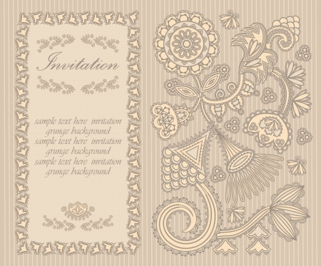 Elegant invitation with floral pattern and vintage frame in pastel colors    のイラスト素材