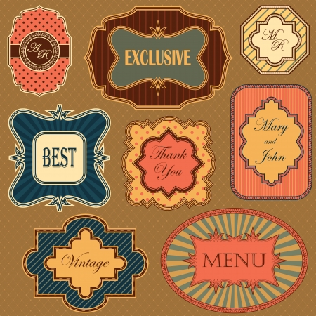 Collection of vintage frames and labels in retro style      のイラスト素材