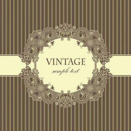 Elegant card with vintage frame on a striped background   のイラスト素材