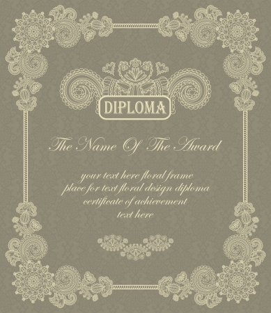 Vintage floral frame. Can be used as a diploma or certificate     のイラスト素材