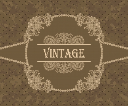 Card with vintage floral frame. Retro style, grunge background     のイラスト素材