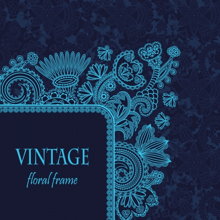 Vintage frame with floral decoration on seamless grunge wallpaper    のイラスト素材