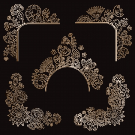 Set of floral design elements    のイラスト素材