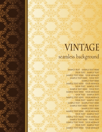Elegant card with seamless damask wallpaper and place for text    のイラスト素材