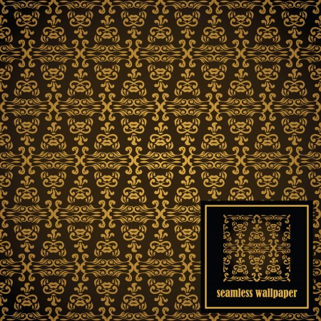 Seamless vintage background in gold. Seamless wallpaper. Retro style   のイラスト素材