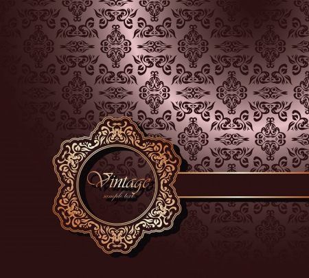 Vintage seamless wallpaper with ribbon and frame  Can be used as greeting card or invitationのイラスト素材