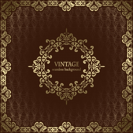 Vintage seamless wallpaper with a frame  Can be used as greeting cardのイラスト素材