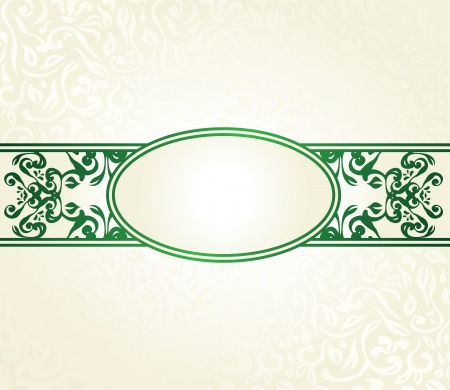 White seamless background with vintage frame in green    のイラスト素材