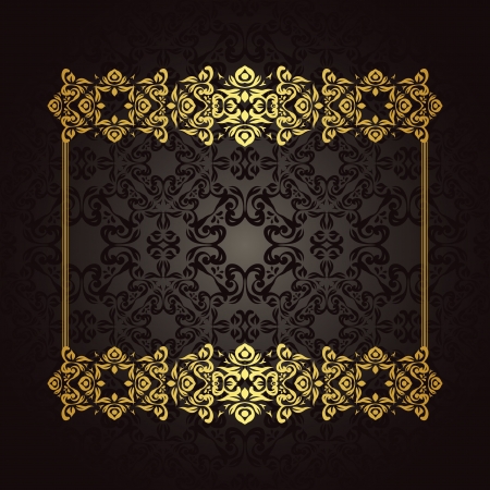 Elegant gold frame on a dark background. Stylish design. Can be used as a greeting card or wedding invitation      のイラスト素材