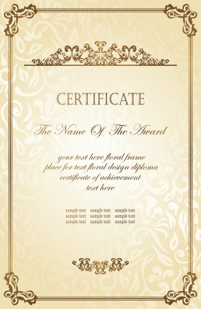 Vintage frame on a floral background in retro style. Can be used as certificate    のイラスト素材