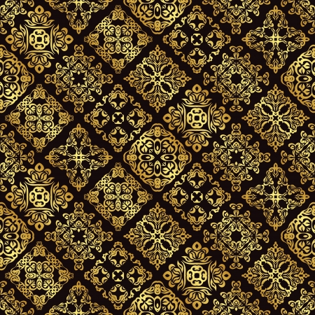 Seamless vintage background in gold  Seamless wallpaper  Retro style のイラスト素材