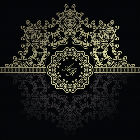 Elegant floral pattern on a dark background. Original design      のイラスト素材