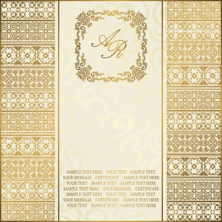 Seamless floral background with vintage ornament and frame  のイラスト素材