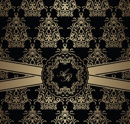 Vintage seamless wallpaper with ribbons and frame . Can be used as invitation   のイラスト素材