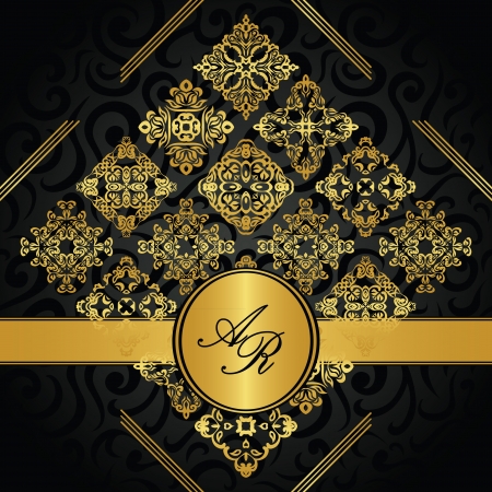 Stylish card with vintage pattern and ribbon   のイラスト素材