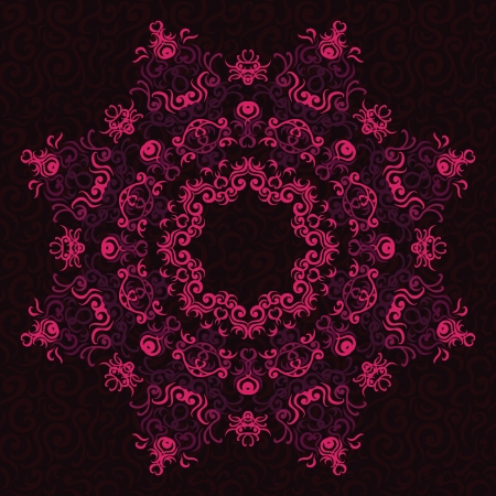 Bright round lace pattern in pink on seamless background with swirls     のイラスト素材