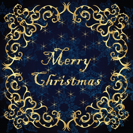 Christmas card. Seamless background with snowflakes and stars. Winter design. Vintage frame   のイラスト素材