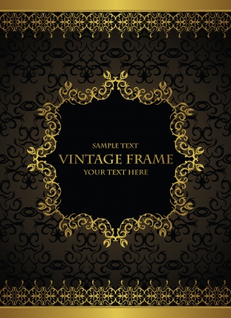 Elegant vintage background with a gold frame and bordersのイラスト素材