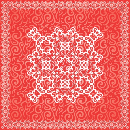 Seamless background in red with vintage decoration    のイラスト素材