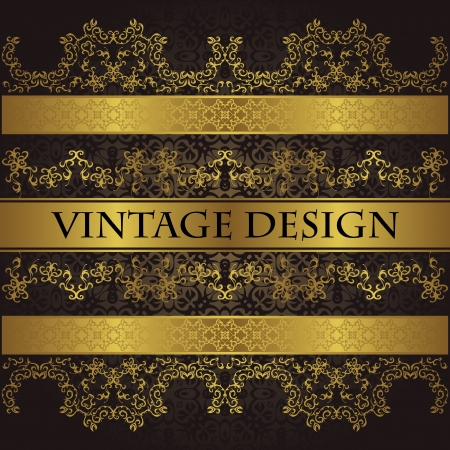 Vintage background with decorative gold ribbons. Seamless wallpaper   のイラスト素材