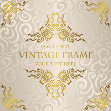 Elegant vintage frame on a light background. Seamless wallpaper. Luxury design のイラスト素材