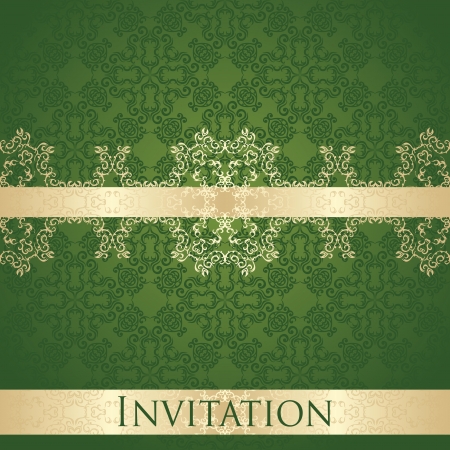 Seamless background in green with a vintage decoration. Elegant invitation            のイラスト素材