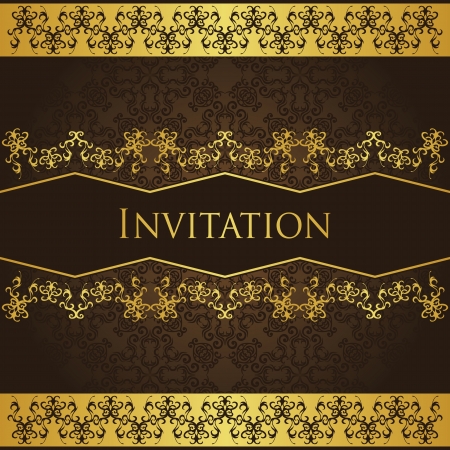Vintage background with decorative gold borders      のイラスト素材
