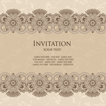 Ilustración de Elegant invitation with floral borders  Grunge background, pastel colors    - Imagen libre de derechos