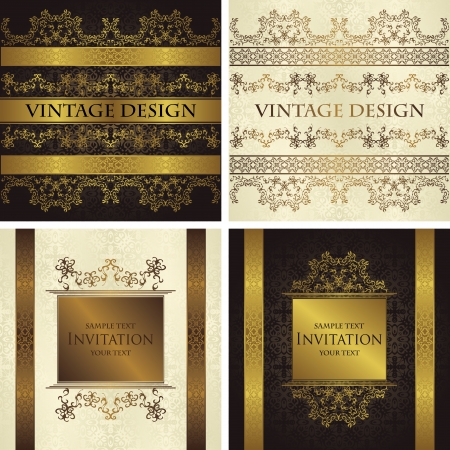 Set of vintage seamless backgrounds with decorative ribbons  Seamless wallpaper   のイラスト素材