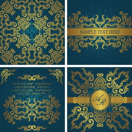 Vector set of vintage cards  Vintage frame  Stylish design    のイラスト素材