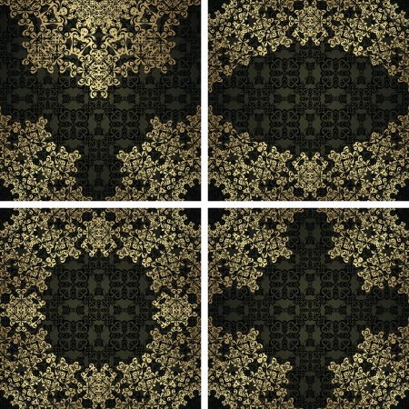 Vector set. Vintage seamless wallpaper with an elegant lace decoration. Retro design  のイラスト素材