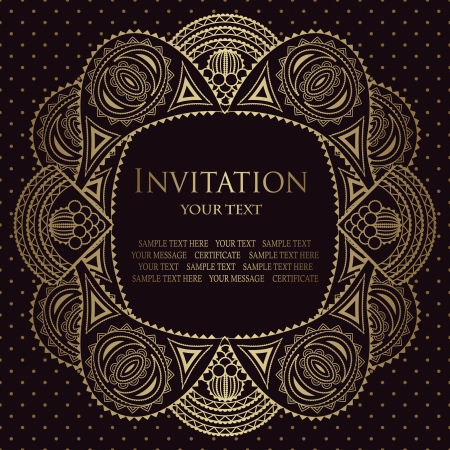 Vintage frame. Seamless background with polka dots. Original invitation   のイラスト素材
