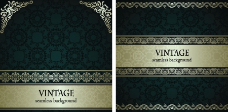 Vector set of two cards. Vintage seamless wallpaper. Original design      のイラスト素材
