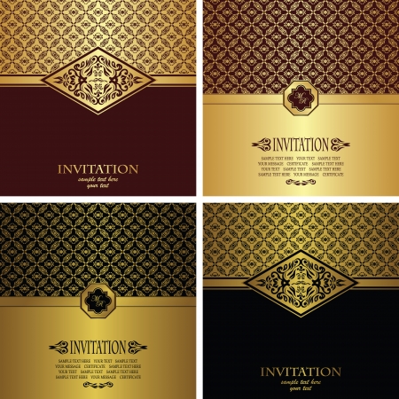 Vector set of vintage cards. Can be used as an invitation     のイラスト素材