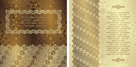 Set of two cards. Seamless background with vintage ornament    のイラスト素材