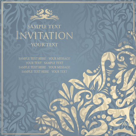 Seamless wallpaper with floral decoration. Floral frame. Retro design  のイラスト素材