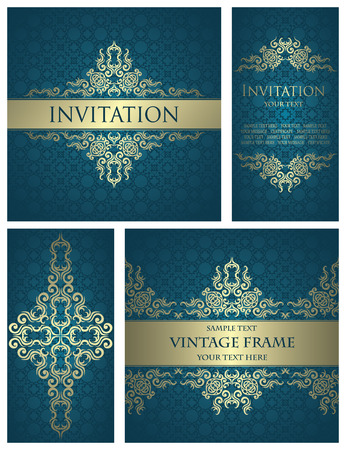 Set of vintage cards. Seamless background. Luxury design                 のイラスト素材