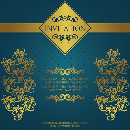 Vintage card with vintage decoration. Seamless wallpaper with polka dots. Luxury design. Modern style. Can be used as invitation   のイラスト素材