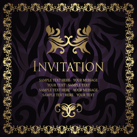 Stylish invitation with frame. Floral seamless background                        のイラスト素材
